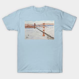 Golden Gate Bridge spanning across the bay T-Shirt